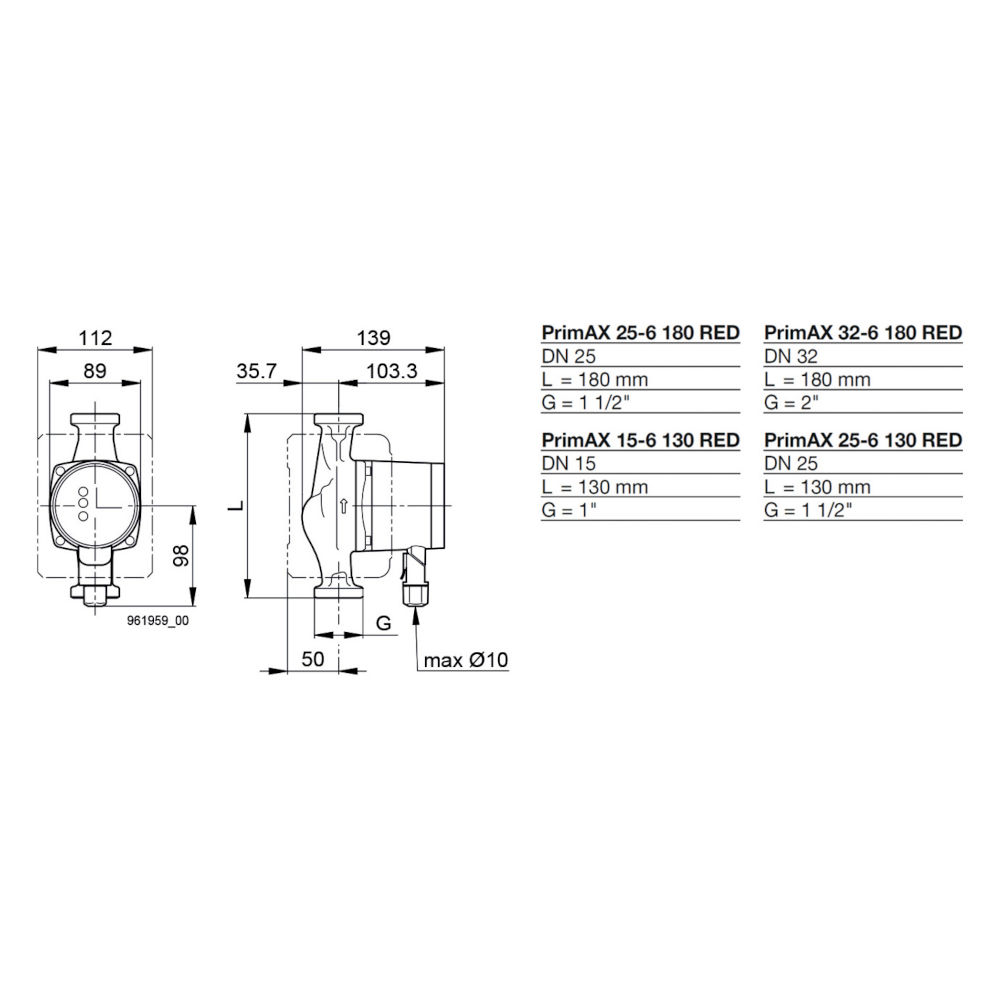Biral PrimAX 25-6 130 RED T2 G1 1/2 EEI ≤ 0,17 7000001852 inkl. Wärmedämmung