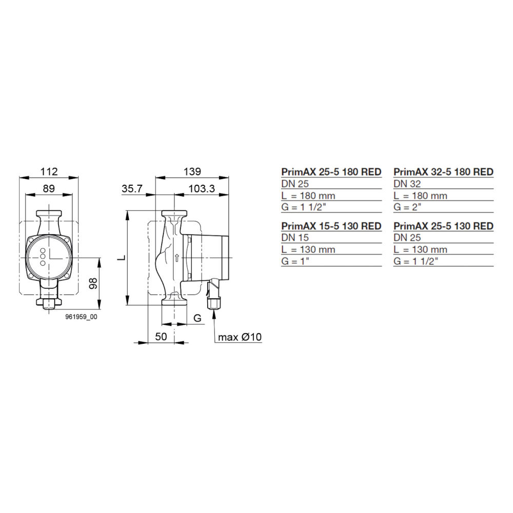 Biral PrimAX 25-5 180 RED T2 G1 1/2 EEI ≤ 0,14 7000001831 inkl. Wärmedämmung